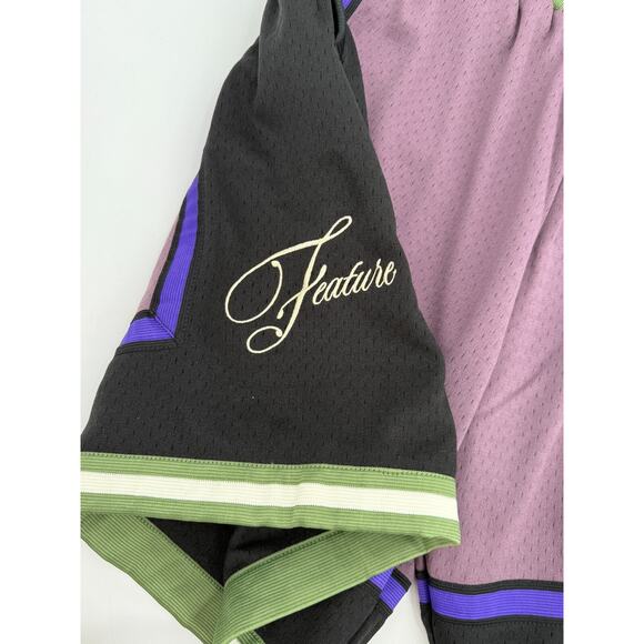 Feature Collab Mitchell & Ness Shorts Size XL Purple Green NWT - Picture 4 of 12